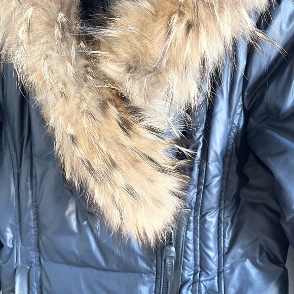 RUDSAK ATELIER NOIR SANDRA JACKET NAVY BLUE BLACK LEATHER REAL FUR HOOD XS - Picture 6 of 16